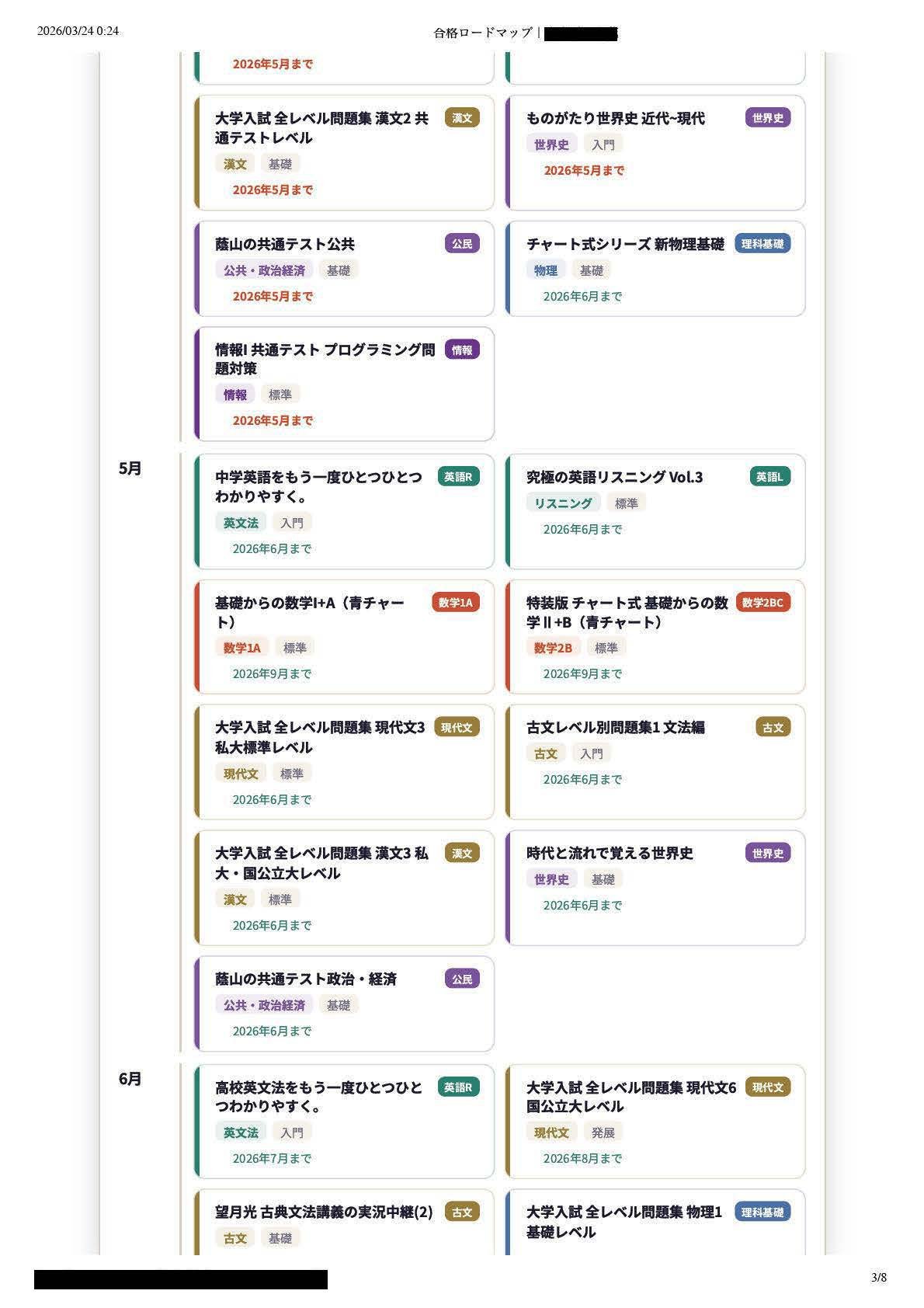 参考書ルート 5-6月